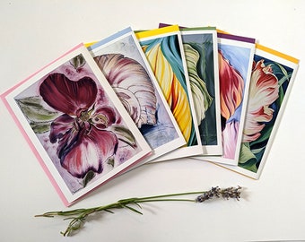 Box Card Set B, Botanical Card, Note Card, Blank Card, Fine Art Card