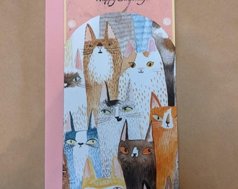 Cat Card Happy Birthday. cats, collage card, fine art card, note card, blank card, handmade, gift, home decoration