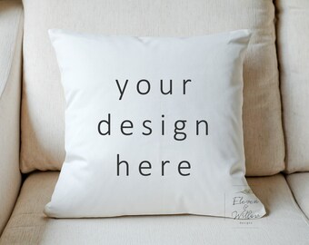 Neutral Pillow Mockup, Off White Pillow Mockup, 18x18 Square Pillow Mock Ups, Mockup Pillow, Clean Pillow Mockup, Pillow Stock Photo, JPG