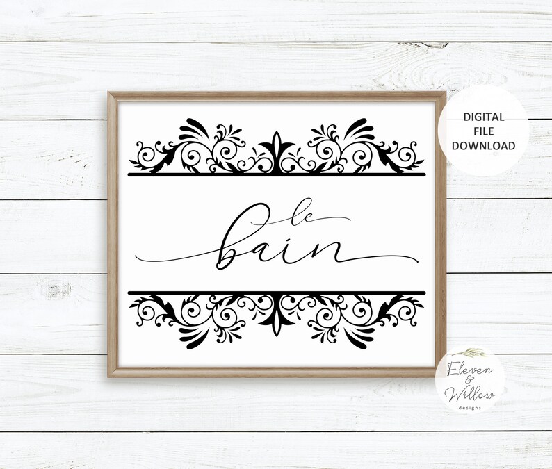 French Bathroom Sign Printable le Bain Bathroom Etsy