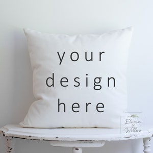 Clean Neutral Pillow Mockup, Off White Pillow Mockup, 18x18 Square Pillow Mock Ups, Mockup Pillow, POD Sublimation Pillow Stock Photo, JPG