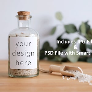 Square Label Mockup: Bath Salts, JPG & PSD Smart Object (Digital Download)