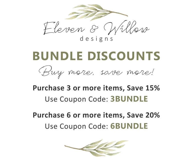 Bundle discounts, buy more save more! Purchase 3 or more items and save 15% with code 3BUNDLE. Purchase6 or more items and save 20% with code 6BUNDLE.