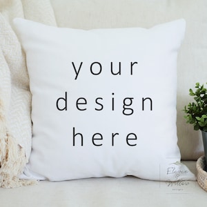 Lifestyle Pillow Mockup, White Pillow Mockup, 18x18 Square Pillow Mock Ups, POD Sublimation Pillow Mockup, Styled Pillow Stock Photo, JPG