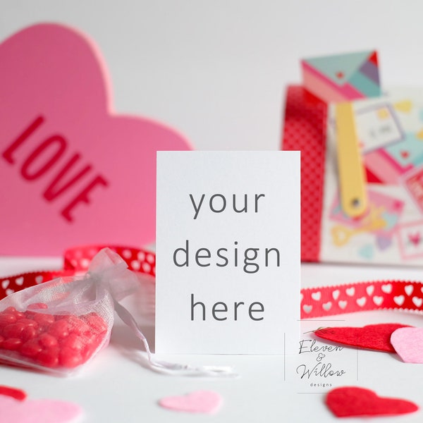 Kids Valentines Card Mockup, Classroom Valentine Card Mockup, Valentines Day Printables Mock Ups, Valentines Card Stock Photo, JPG