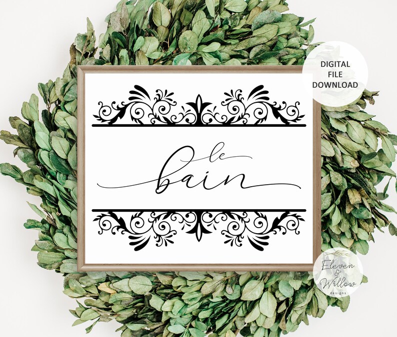 French Bathroom Sign Printable le Bain Bathroom Etsy