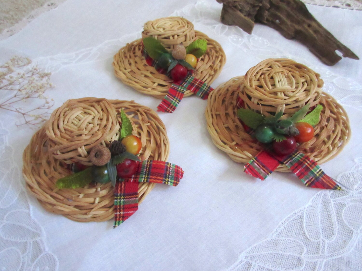 3 Woven farmers Straw hat / Doll Making supplies / Straw hat Etsy