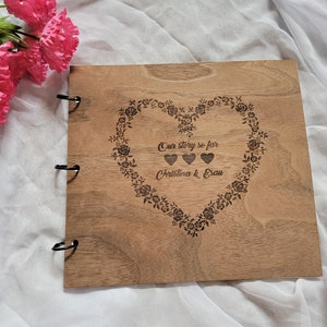 Anniversary Gift | Couple&#39;s Gift | Wedding Guest Book | Custom Wood Photo Album | Wood Guest Book | Wedding Gift | Wedding Scrapbook