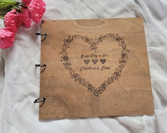 Anniversary Gift | Couple's Gift | Wedding Guest Book | Custom Wood Photo Album | Wood Guest Book | Wedding Gift | Wedding Scrapbook