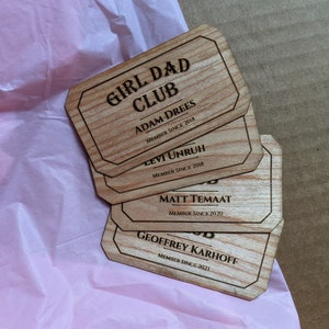 Tarjetas Girl Dad Club / Tarjetas Dad Club / Regalo para papá / Regalo de Navidad / Tarjetas de madera de una sola cara