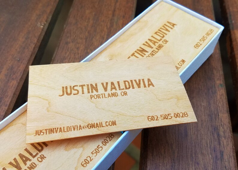 Wood Business Cards One Sided Business Cards Engraved Wood Etsy