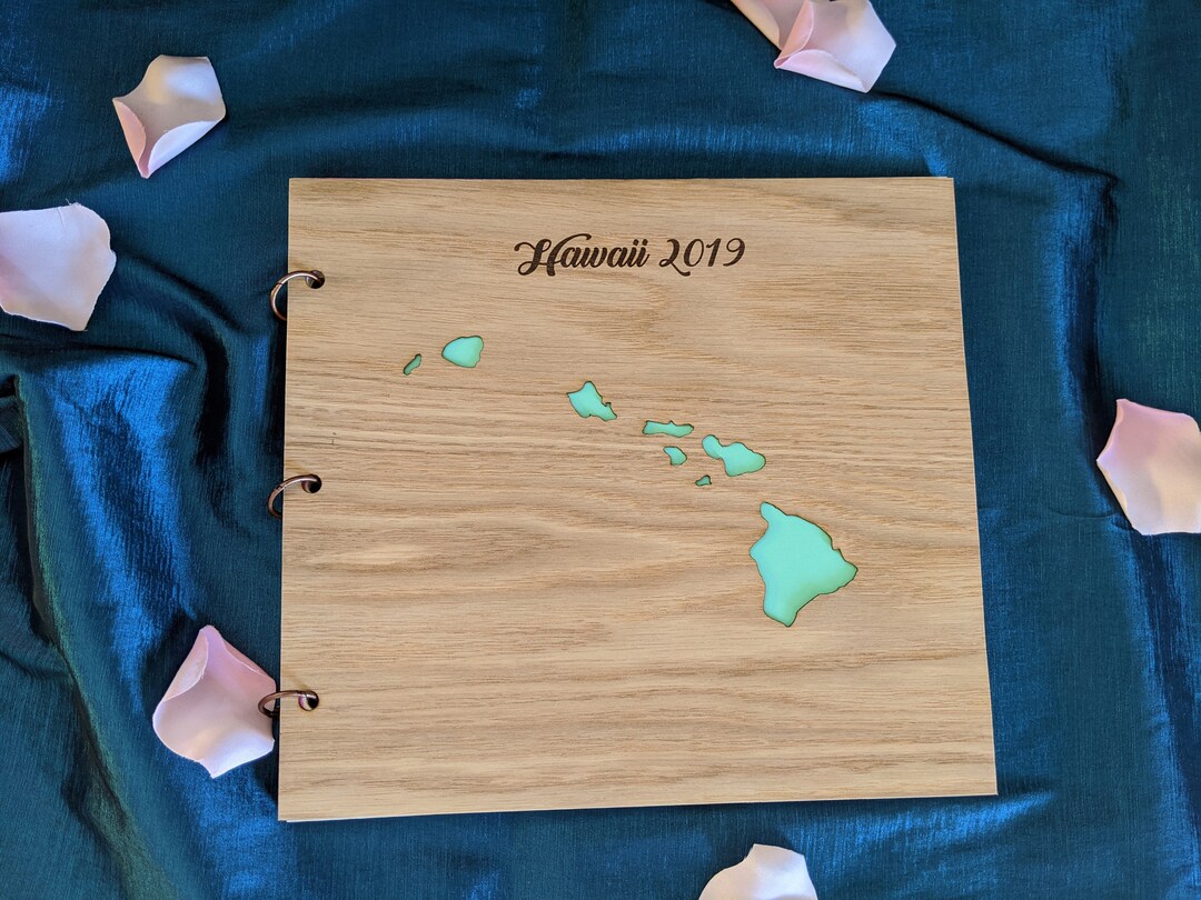 Hawaii Photo Album Travel Gift Hawaii Scrapbook Christmas Gift Travel Journal Wood Family Album