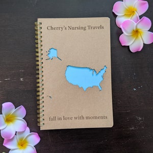 Diario di viaggio degli Stati Uniti / Regalo di viaggio con mappa degli Stati Uniti / Quaderno di schizzi di viaggio per camper / Diario di campeggio / Taccuino per anniversario di viaggio / Libro dei ricordi della luna di miele