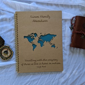 World Map Travel Journal | Cruise Gift | World Travel Gift | Travel Sketchbook | Vacation Journal | World Map Gift | Honeymoon Travel Book