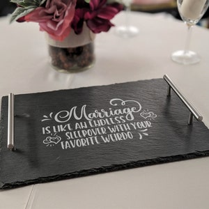 Slate Tray | Wedding Gift | Anniversary Gift | Couples Gift | Realtor Gift | Serving Board | Engraved Cheese Board | Charcuterie Board