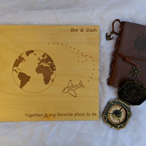 Traveler Gift | Travel Journal | Wood Travel Scrapbook | Travel Gift | Travel Photo Album | Family Travel Album | World Traveler Gift
