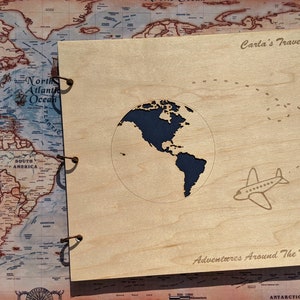 Travel Gift | Travel Scrapbook | Wedding Gift | Anniversary Gift | Family Album | World Traveler Gift | Adventure Journal | Wood Scrapbook