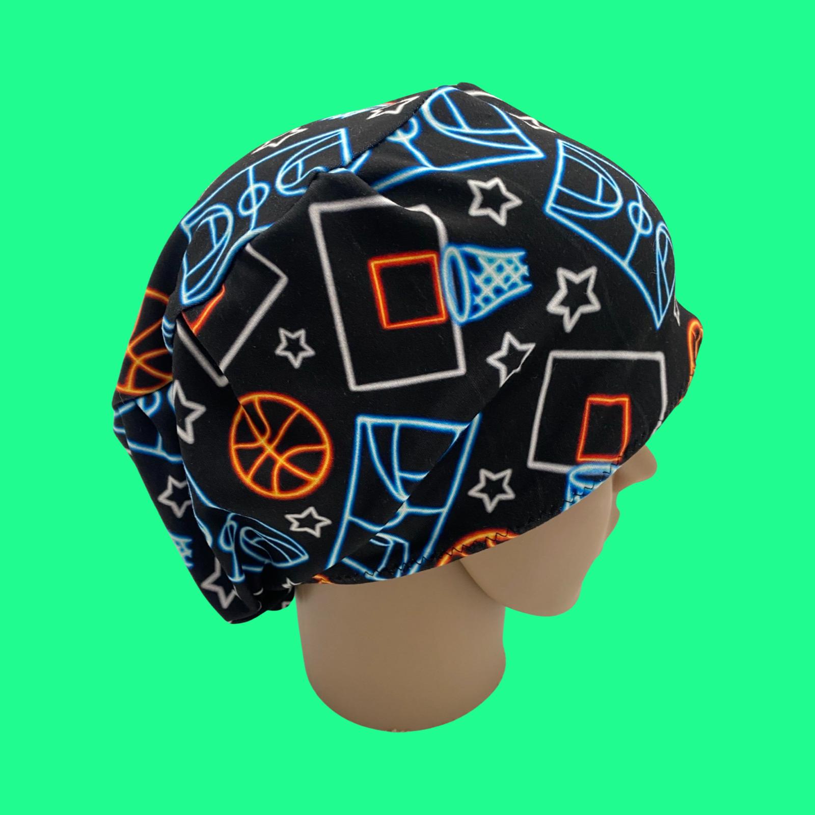 Basketball  scrub hat, neon euro style scrub cap, sports surgical cap