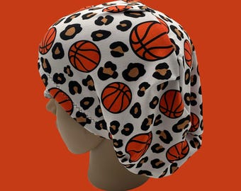 Basketball  scrub hat, cheetah euro style scrub cap, sports surgical cap