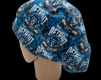 Detroit scrub hat,  euro style scrub cap, football surgical cap