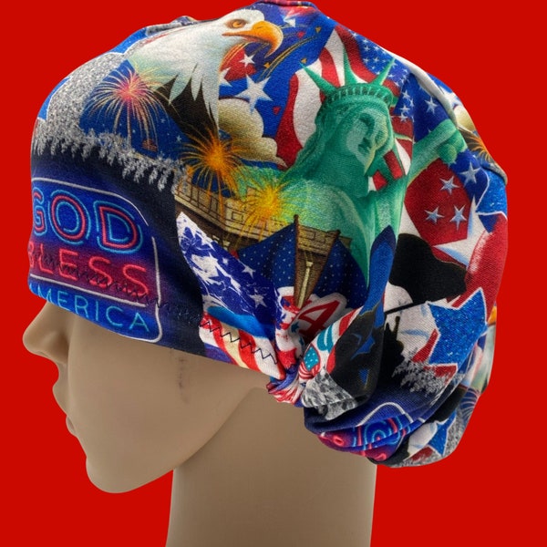 The eagle has landed scrub hat, soft euro style scrub cap, America strong surgical hat