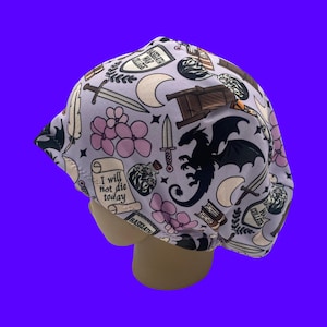 Gorro quirúrgico de cuarta ala, gorro quirúrgico estilo europeo para amantes de los libros, gorro quirúrgico con forma de dragón