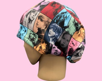 Pop star scrub hat, eras tour euro style scrub cap, pop music surgical cap