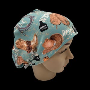 Wranglin cowboy scrub hat, euro style scrub cap, western surgical cap