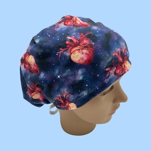 Anatomical heart scrub cap, euro style scrub hat, cath lab surgical cap