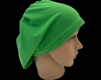 Green scrub cap, stretchy euro style scrub hat