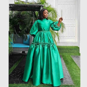 African dress, silk long dress, maxi dress, women fashion, black friday deals, green dress, gift for her, christmas dress,women fashion