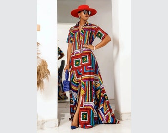 African print dress, ankara dress,African shirt dress,African fashion,  Black owned business, African maxi dress, Modern African wear, summer