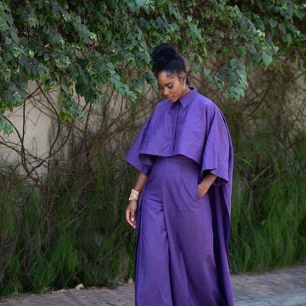 African Print Pant Set, High Low Top, Ankle Length Pants