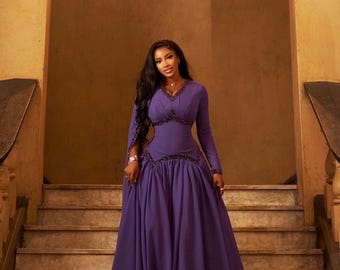 African Maxi Dress, Long Sleeve Evening Gown, Formal Occasion