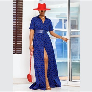 African print dress, ankara shirt dress, African print maxi shirt dress, winter dress,  gift ideas for women, Ankarafashion, Made in Africa