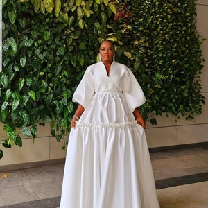 African dress,silk dress, maxi dress,white dress, Elegant evening dress, women's fashion, Civil wedding dress, Formal dress, African fashion
