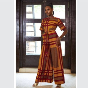 African print jumpsuit,ankara jumpsuit,Modern African outfit,Made in Africa,Black owned business, summer trends, African clothing, gift ides