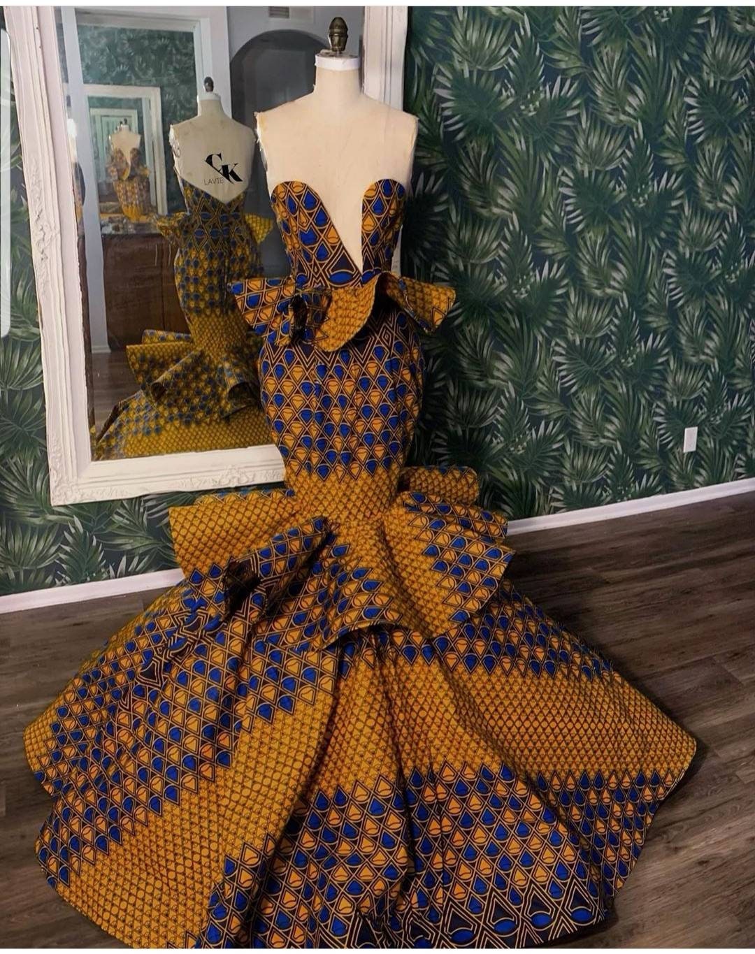 Kike African Print Dress,prom Dress,wedding,ankara Dress,african Print ...