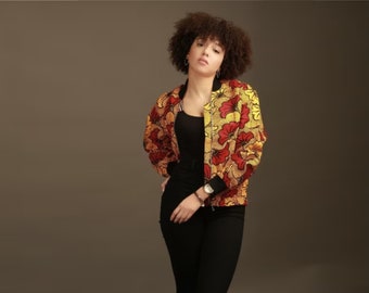 Chaqueta con estampado africano, chaqueta bomber Ankara, moda femenina