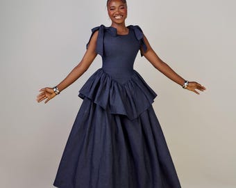 African dress, denim dress, maxi dress, women clothing, wedding guest dress,african birthday dress, party dress, summer trends