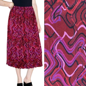 Vintage Clio Pink & Red Abstract Printed Knee-Length Skirt