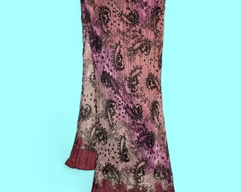 Bufanda de moda vintage de los 90/años 2000, color morado transparente con cuentas.