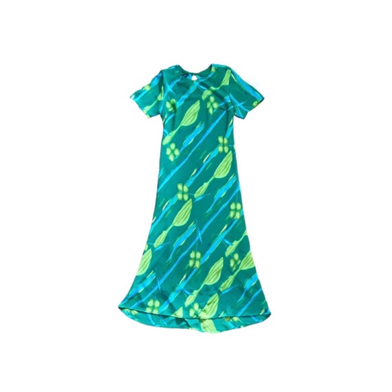 Vintage Gabrielle Green Floral Abstract Maxi Dress