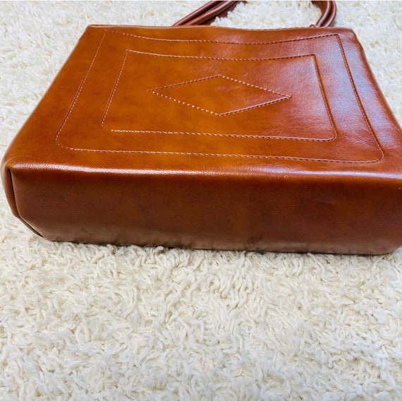 Vintage Brown Square Chic Leather Handbag - image 6