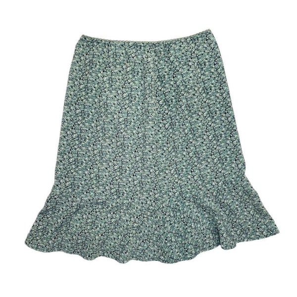 Vintage Y2K Vintage Blue Grey/Green Floral Knee-Length Girly Skirt