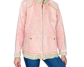 Chaqueta vaquera con ribete bordado color melocotón de Vintage Produce Company