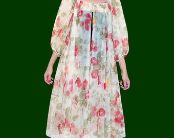 Vestido vintage Claire Sandra de Lucie Ann Beverly Hills con encaje floral en color crema
