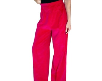 Vintage Hot Pink Velvet High Rise Wide Leg Trouser Pants