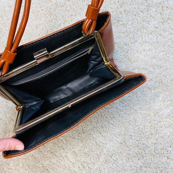Vintage Brown Square Chic Leather Handbag - image 2