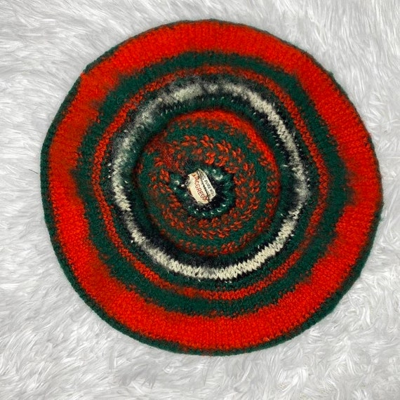 Vintage MacGregor Red & Green Wool Beret Pom Pom … - image 6